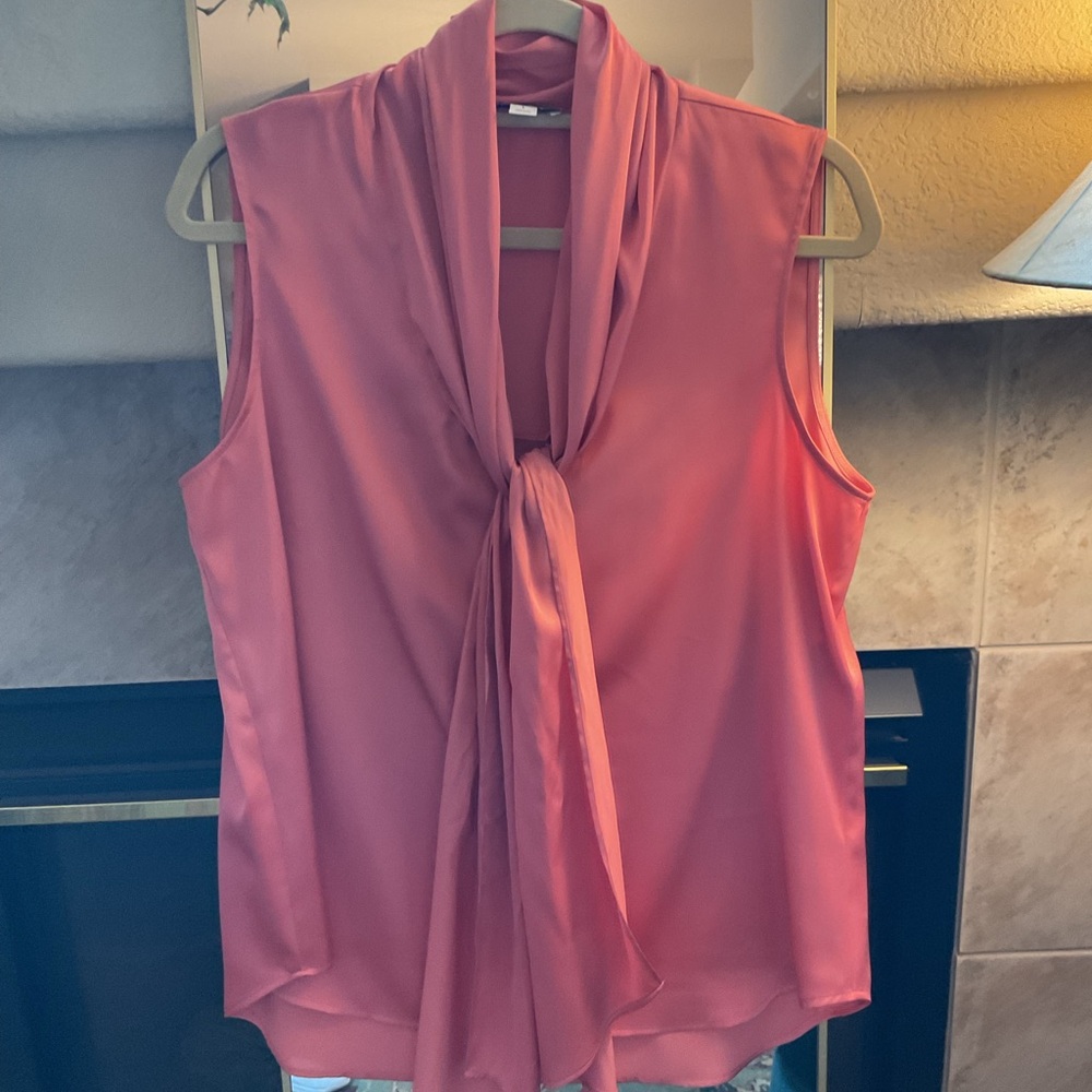 Elegant Salmon Sleeveless Blouse